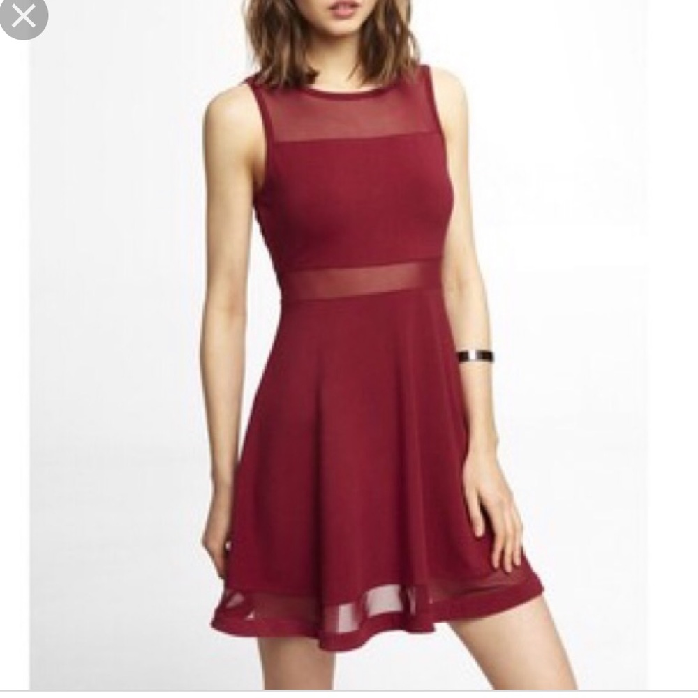 DONATING SOON Express Dark Red Skater Dress